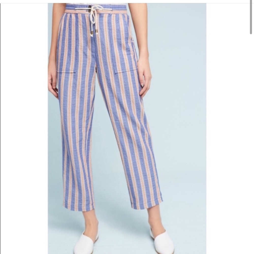 Anthropologie Elevenses Beach Striped Roll Up Pants XS - Picture 2 of 10